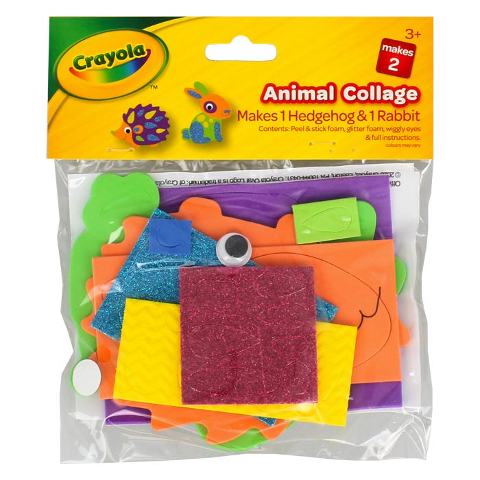 Crayola Animal Collage Makes 1 Hedgehog & 1 Rabbit RRP £1 CLEARANCE XL 99p